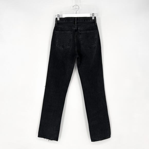AGOLDE Lana Straight Leg Jeans Size 24 Black Distressed Disorder - Picture 6 of 6